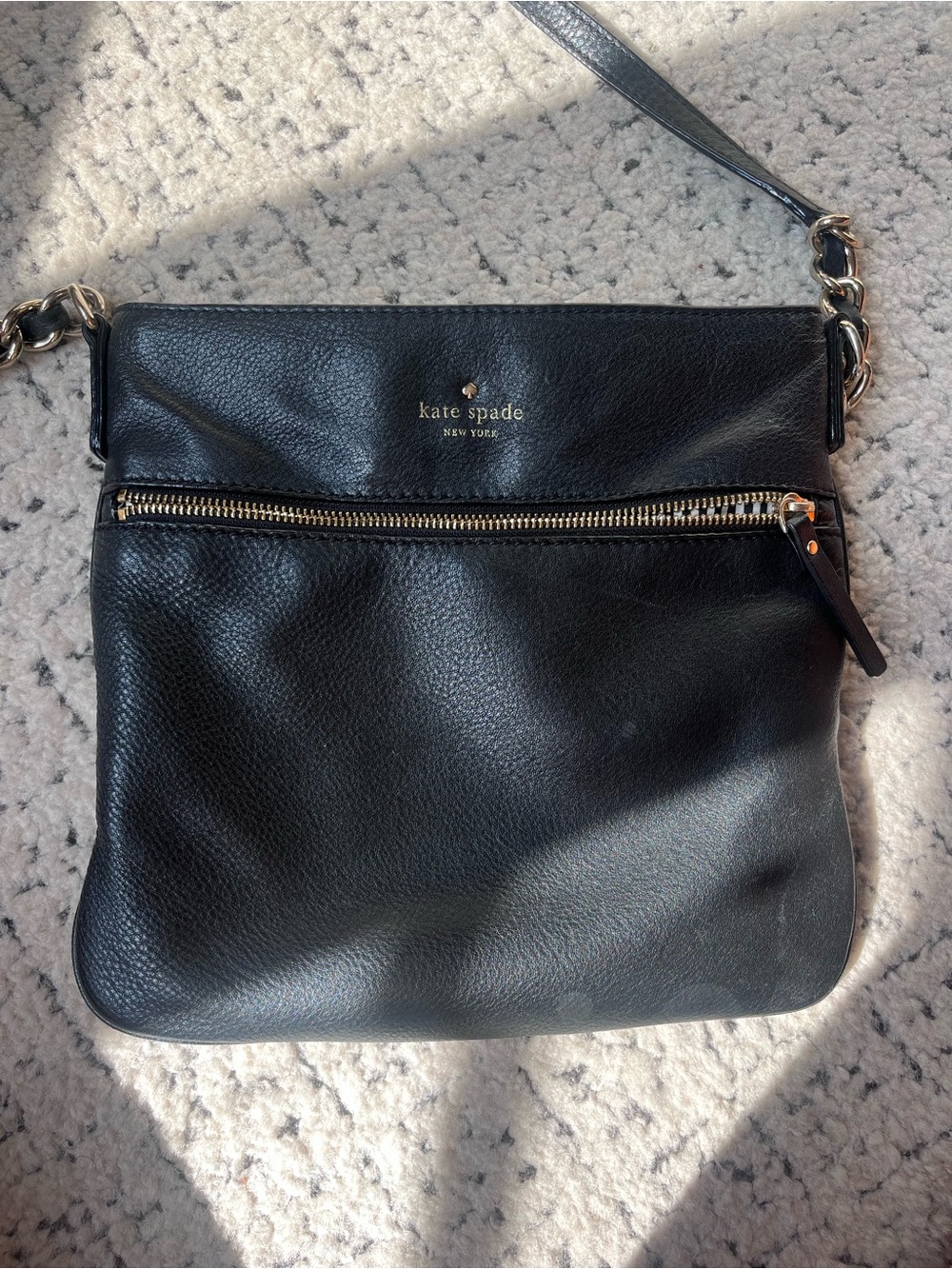 kate spade Black Pebbled Leather Crossbody with Gold Hardware